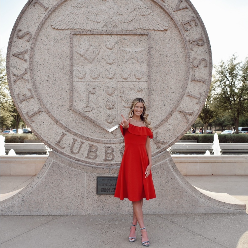 Gorgeous women’s off the shoulder red dress. Worn once for graduation photos.